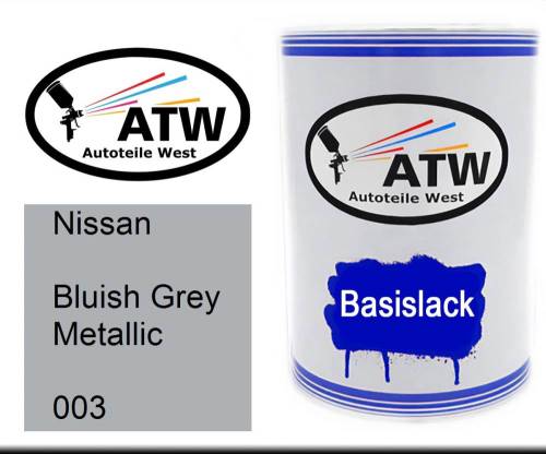 Nissan, Bluish Grey Metallic, 003: 500ml Lackdose, von ATW Autoteile West.